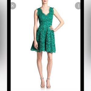 Shoshanna Cindy Flared Emerald Lace Party Dress size 4